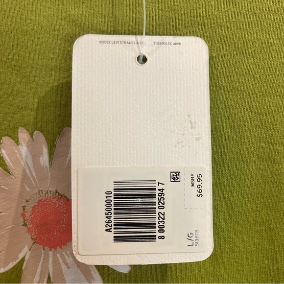 LEVI’S Sz L Vintage Crewneck  Flower Motif Pull On Cropped Sweatshirt Top NEW - Picture 10 of 12